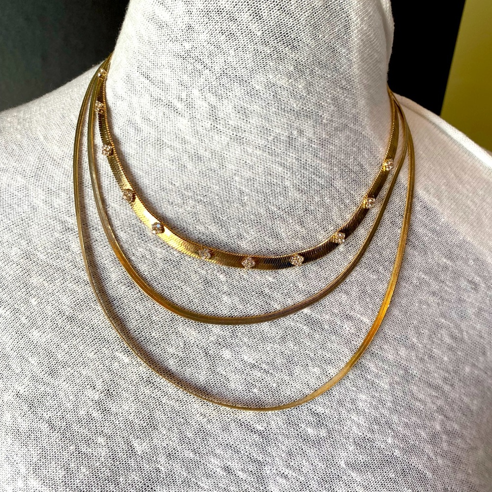 NWT Anna & Ava gold necklace, tri-layer.